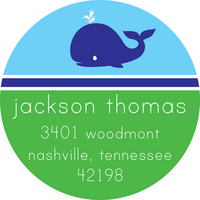 Blue Whale Round Address Labels
