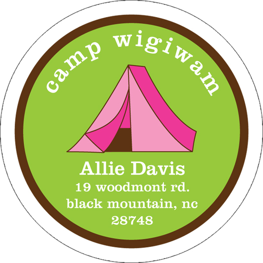 Pink Tent Round Address Labels