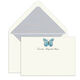 Blue Butterfly Engraved Motif Flat Note Cards Image 1 of 3