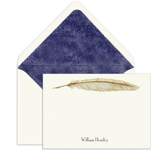 Feather Engraved Motif Flat Note Cards