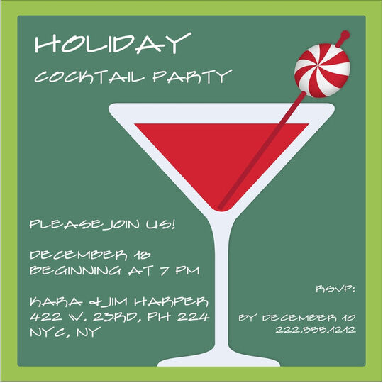 Peppermint Martini Holiday Invitations