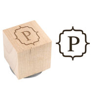Medallion Initial Wood Block Rubber Stamp