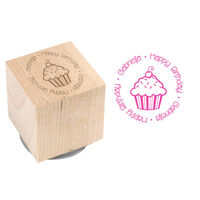 Pretty Cupcake Wood Block Rubber Stamp