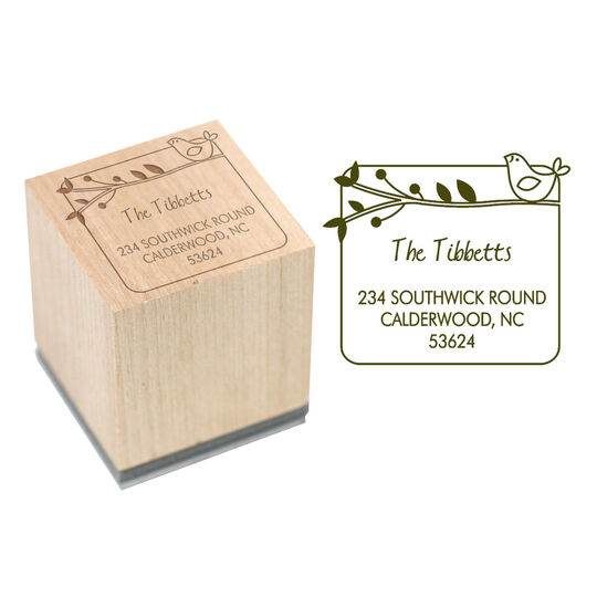 Tweet Square Wood Block Rubber Stamp