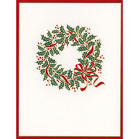 Embossed Holly Wreath Holiday Cards