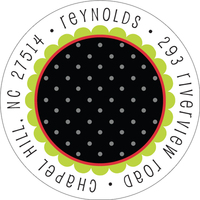 Black and Green Round Address Labels