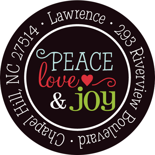 Peace Love Joy Round Address Labels