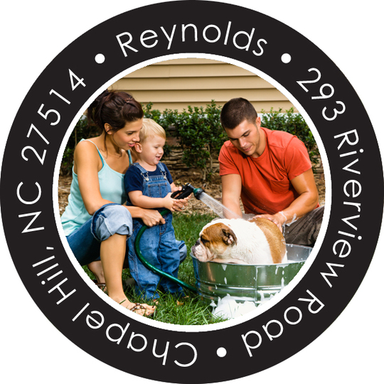 Your Photo on Black Round Address Labels