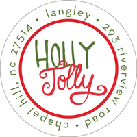 Holly Jolly Round Address Labels
