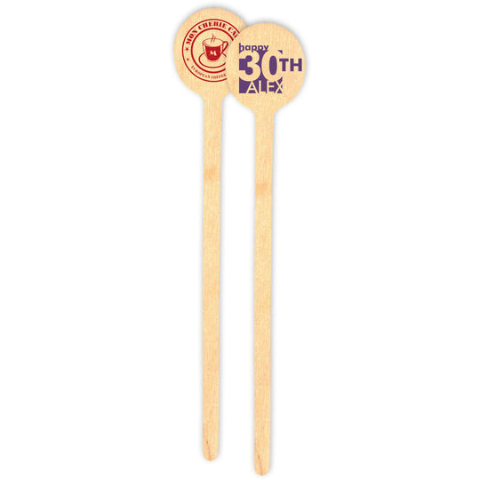 Circle Top 6 in. Wood Stir Sticks with Your 1-Color Artwork