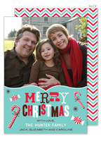 Chevron Candy Canes Photo Holiday Cards
