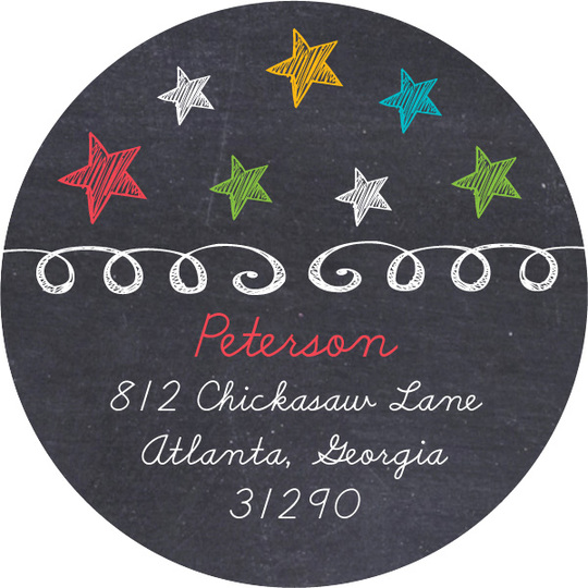 Chalkboard Stars Round Address Labels