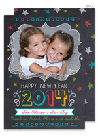 New Year Chalkboard Stars Photo Holiday Cards