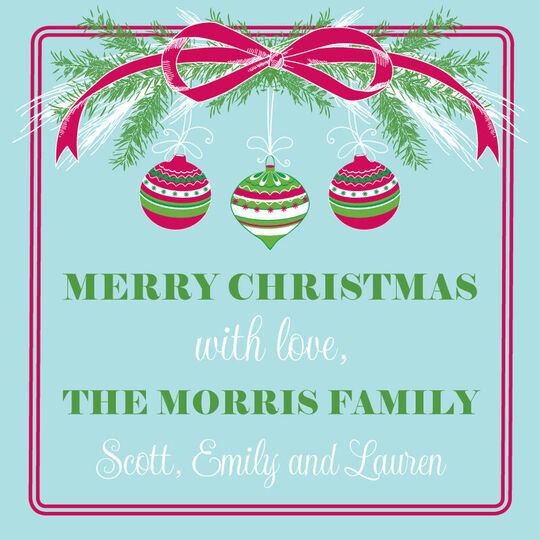 Blue Ornament Swag Holiday Gift Stickers