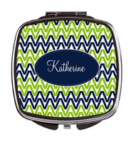 Blue and Green Zag Mirror Compact