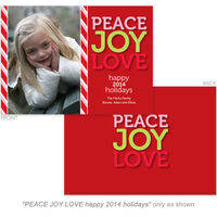 Peace Joy Love Red Photo Holiday Cards
