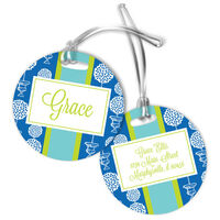 Blue Topiary Luggage Tags