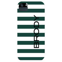 Green & White Rugby Stripe iPhone Hard Case