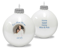 New Home Photo Ornament with Your Choice of Text