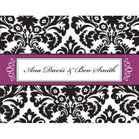 Black Damask and Plum Foldover Note Cards