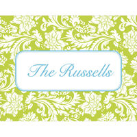 Lime and Blue Floral Foldover Note Cards