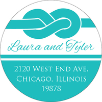 Teal Blue Knot Round Address Labels