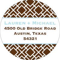 Chocolate Brown Lattice Round Address Labels