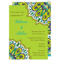 Lime and Turquoise Peacock Party Invitations