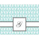 Aqua Fleur De Lis Initial Folded Note Cards Image 1 of 2