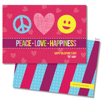 Peace Love Happiness Valentine Exchange Cards