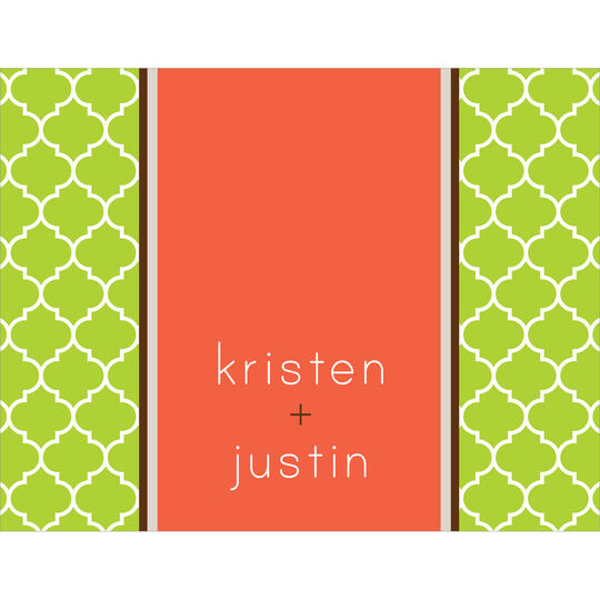 Lime and Orange Quatrefoil Folded Note Cards