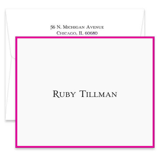 Bordered Folded Note Cards in Color of Your Choice - Raised Ink