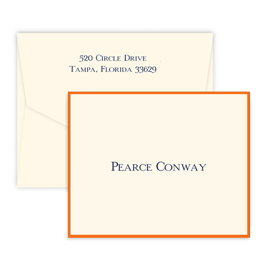Personalized Bordered Foldover Note Cards in Color of Your Choice
