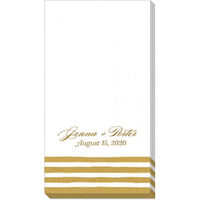 Gold Stripe Border Paper Linen Like Caspari Guest Towels