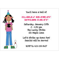The Bowling Girl Birthday Invitations