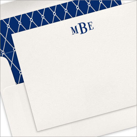 Block Monogram Flat Note Cards - Letterpress