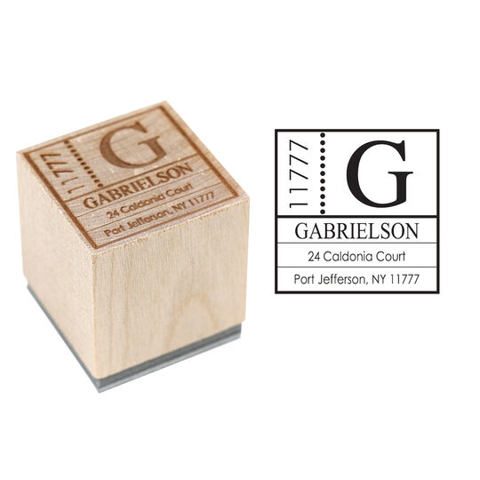 Personalized Side Zip Wood Block Rubber Stamp