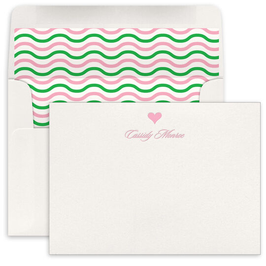 Personalized Heart Letterpress Flat Note Cards