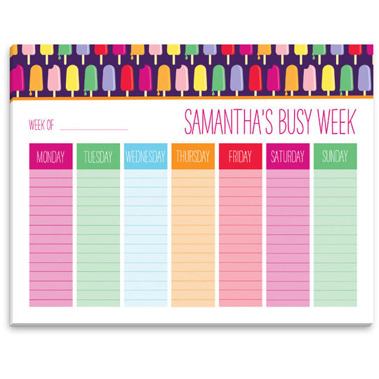 Personalized Popsicles Weekly Schedule Pad