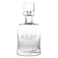 Monogrammed Crystal Diamond Cut Whiskey Decanter