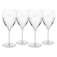 Monogrammed 23.75 oz. Crystal Diamond Cut XL Wine Glass Set of 4