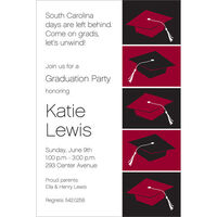 Red and Black Graduation Caps Invitations