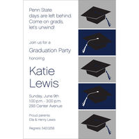 Blue and Grey Graduation Caps Invitations