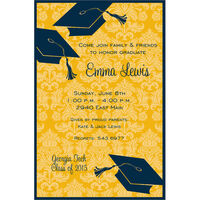 Blue and Yellow Graduation Flair Invitations