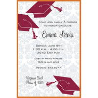 Orange and Maroon Graduation Flair Invitations