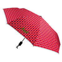 Red and Orange Polka Dot Travel Umbrella