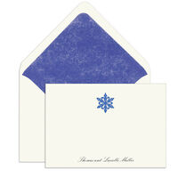 Elegant Note Cards with Engraved Blue Snowflake