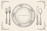 Vintage Paper Placemats with One Line Text