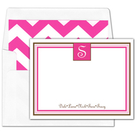 Chocolate and Pink Border Flat Note Cards