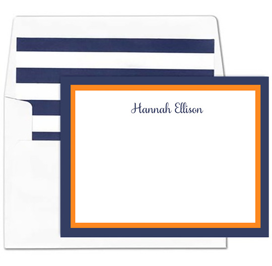 Blue And Orange Borders Flat Note Cards